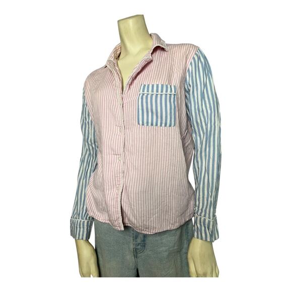Rails Clara Mixed Orchid Stripe Button Down Pajama Shirt Top Small Preppy Twee - Picture 2 of 7